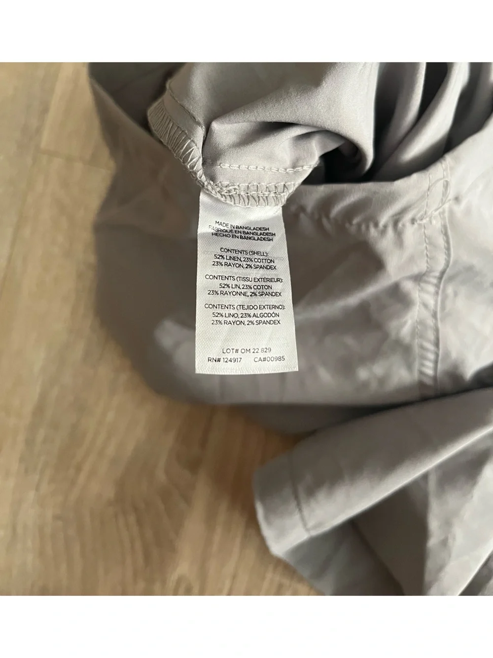 Onia Men's Light Gray Swim Trunks with Black Drawstring Linen Blend - Size XL